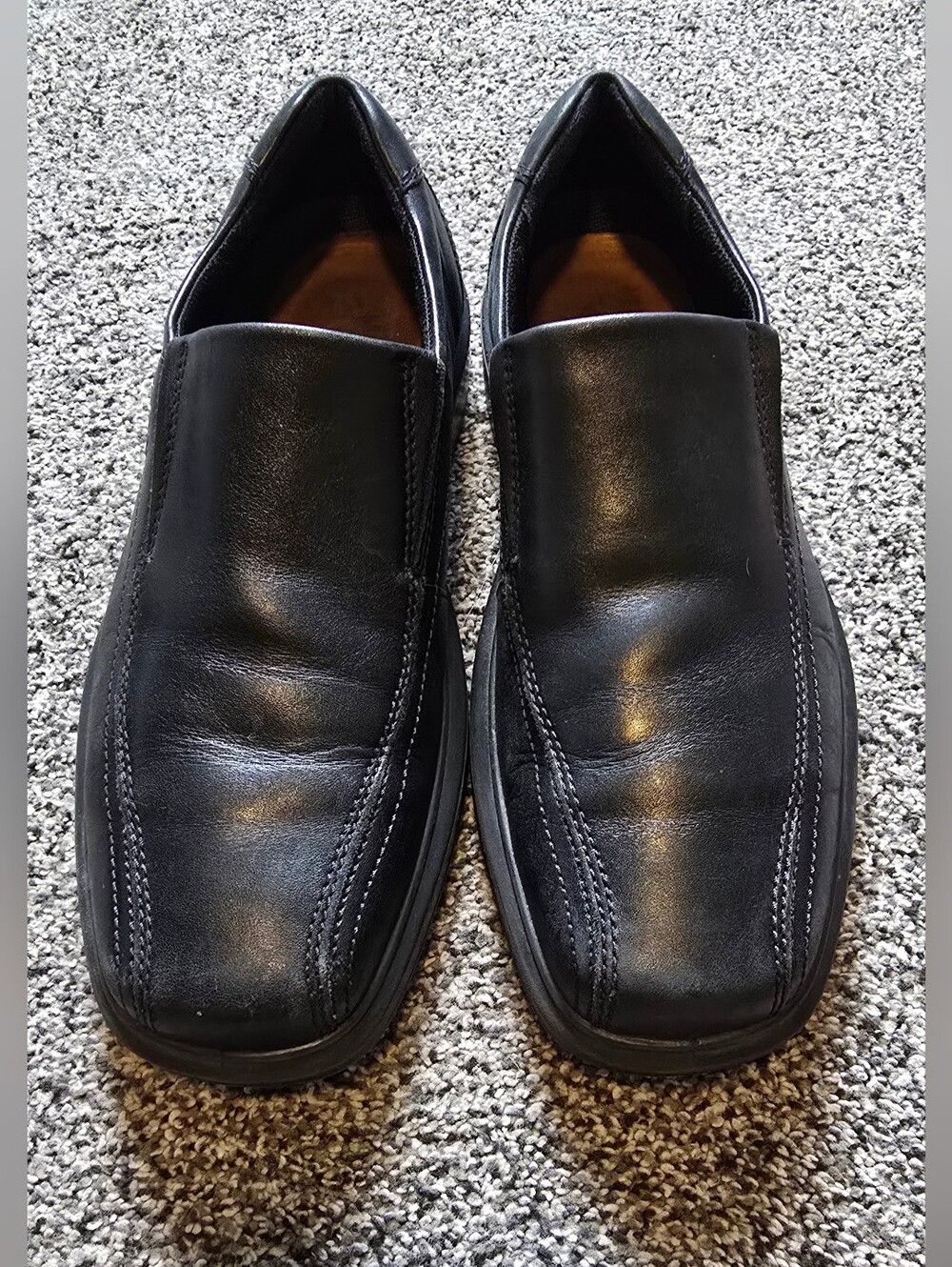 ECCO Men's Helsinki Leather Apron Toe Slip On Dress Shoes Black EU 41/US 7-7.5